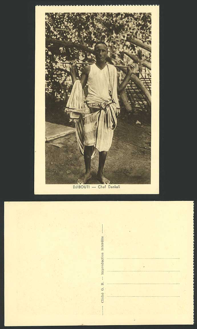 Djibouti French Somalis Old Postcard Chef Dankali, Afar Chief, Native Man Ethnic