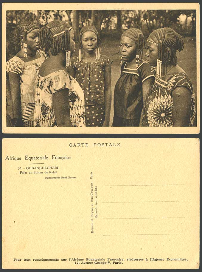 Oubangui-Chari Ubangi-Shari Ubangi AEF, Woman Girls of Sultan Rafai Old Postcard