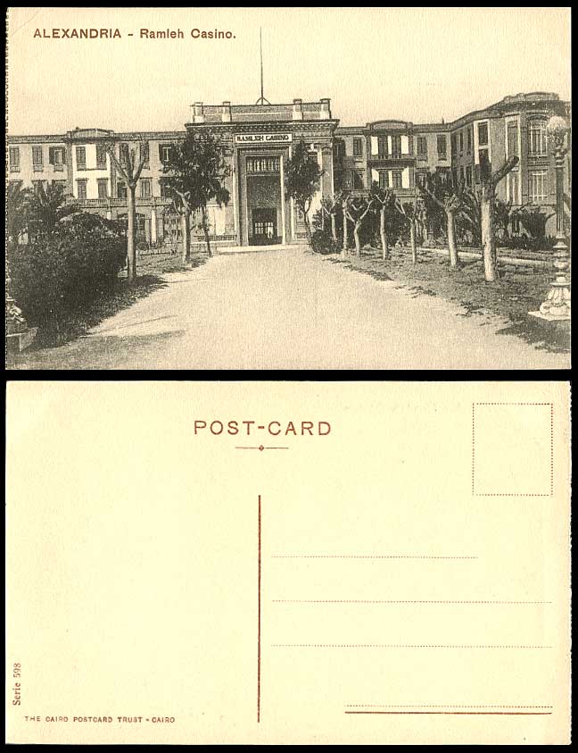 Egypt Old Postcard Alexandria Ramleh Casino Alexandrie, Cairo Postcard Trust 598