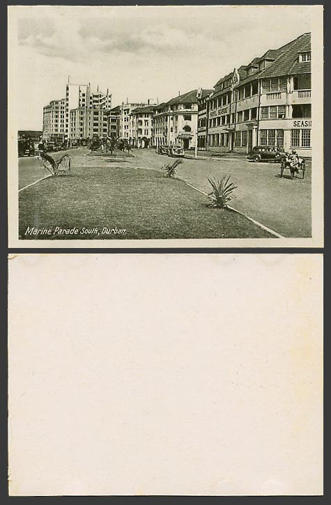 South Africa Small Old Card Durban Marine Parade South Street Scene Vintage Cars