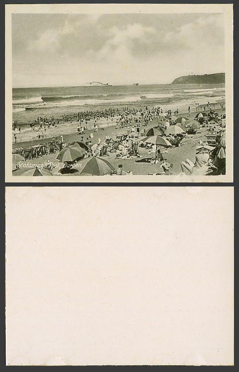 South Africa Small Old Card Durban, Scotsman's Pool, Beach and Seaside Panorama