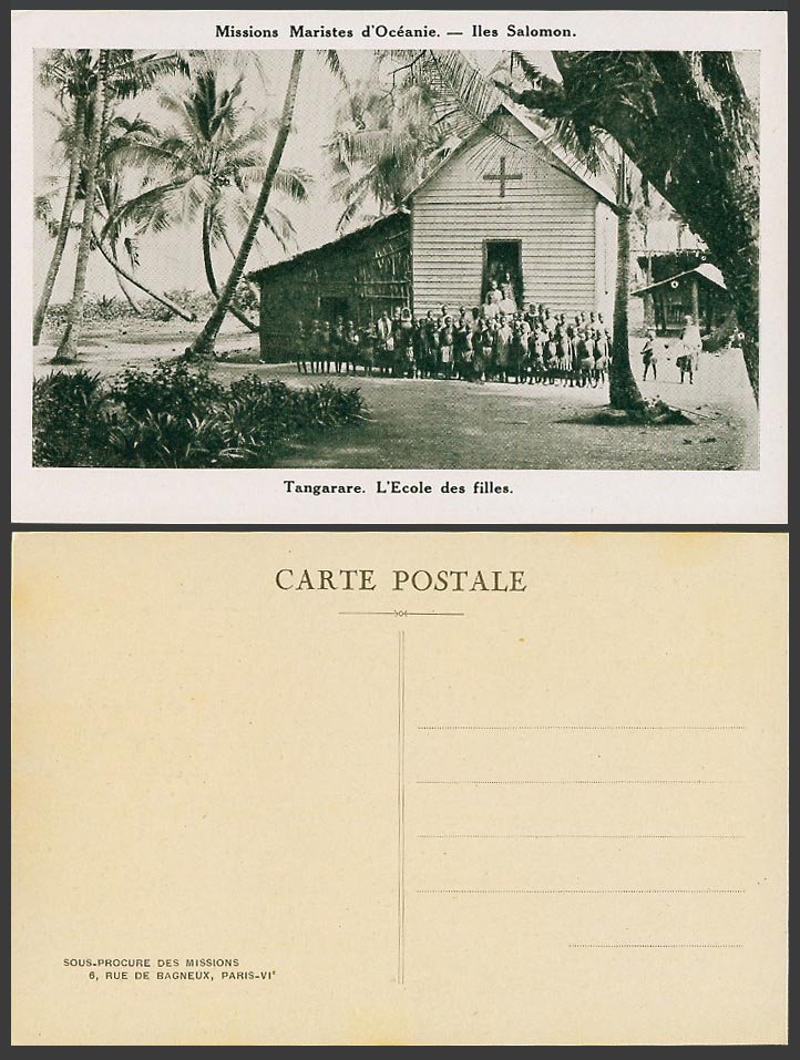 Solomon Islands Old Postcard Tangarare, The Boys' Dormitory, Dortoir des garçons