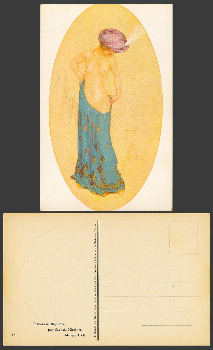 Raphael Kirchner Old Postcard Princesse Riquette Princess, Glamour Lady, Feather