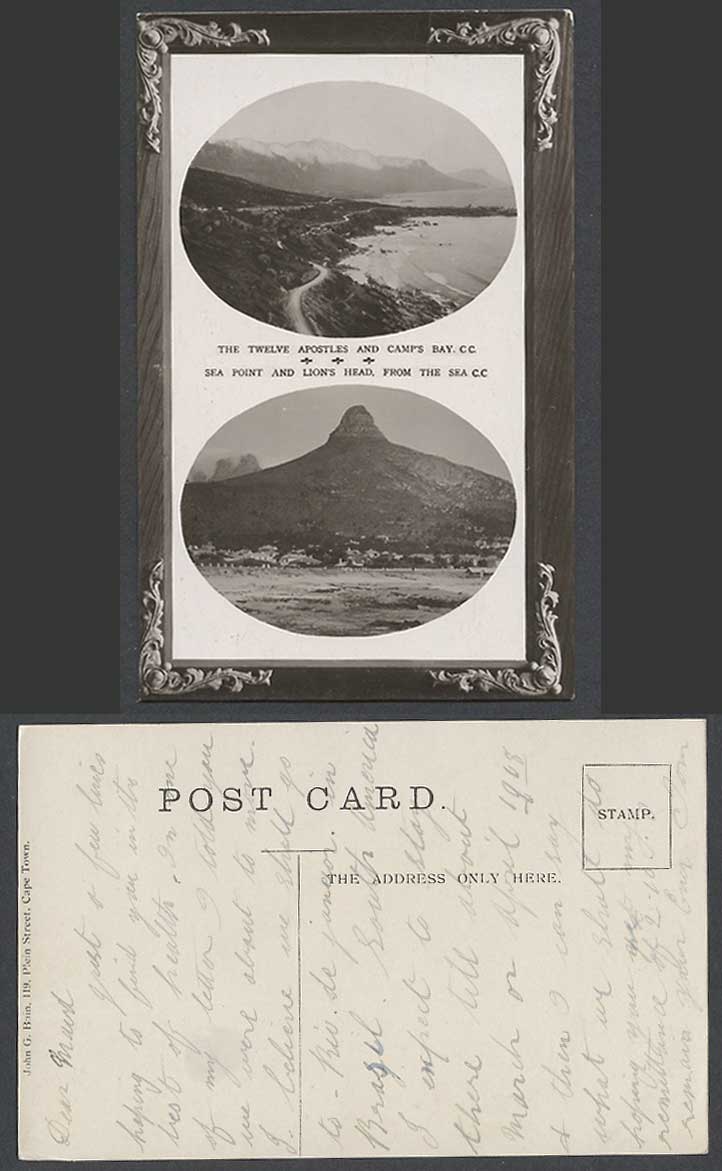 South Africa Old Postcard Twelve Apostles Camp's Bay C.C. Sea Point, Lion's Head