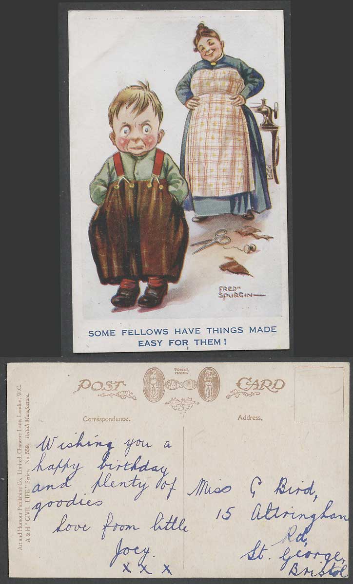 Fred Spurgin Old Postcard Some Fellows Have Things Made Easy For Them Civil Life