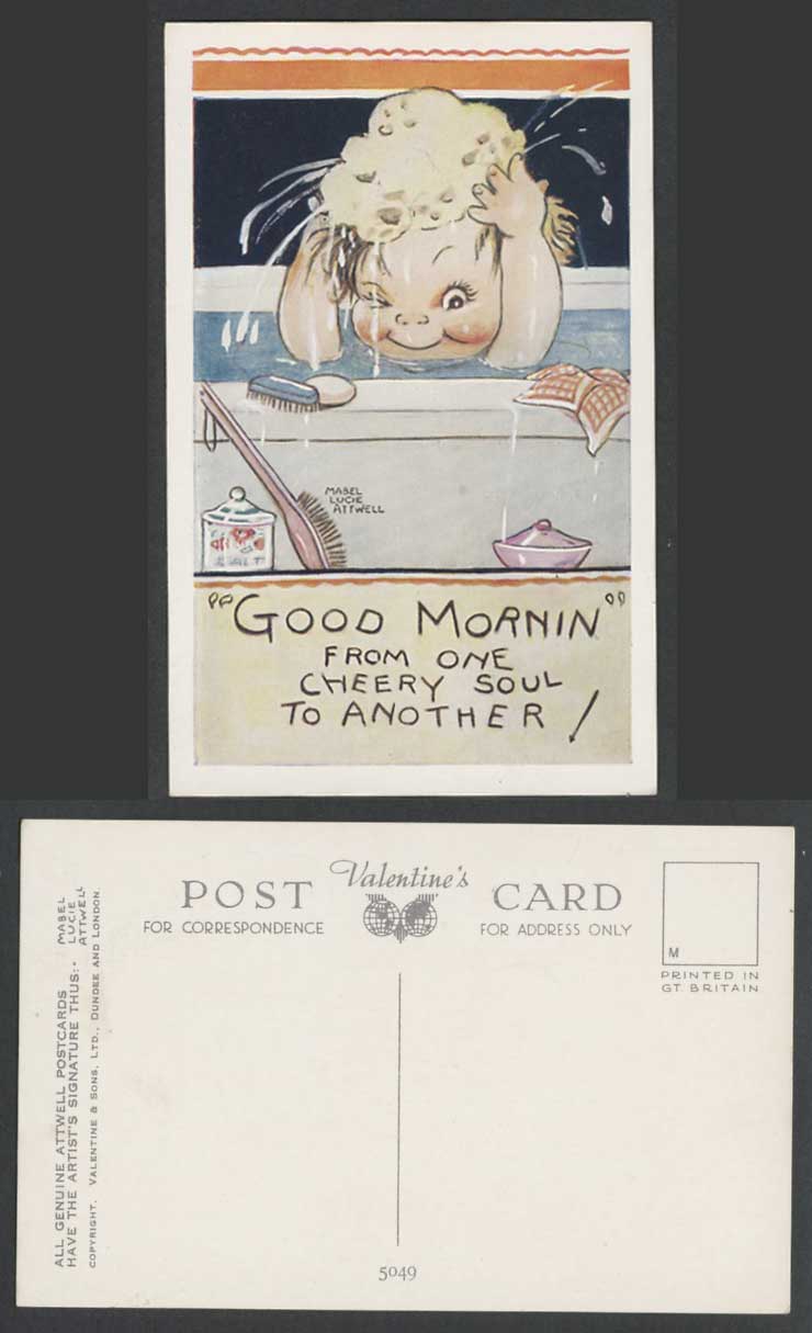 MABEL LUCIE ATTWELL Old Postcard Good Morning from 1 Cheery Soul to Another 5049