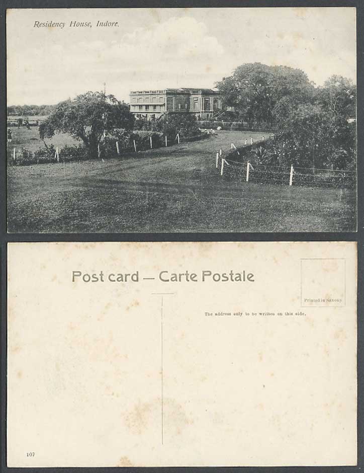 India Old Postcard Indore, Road Leading to Residency House Madhya Pradesh Indian