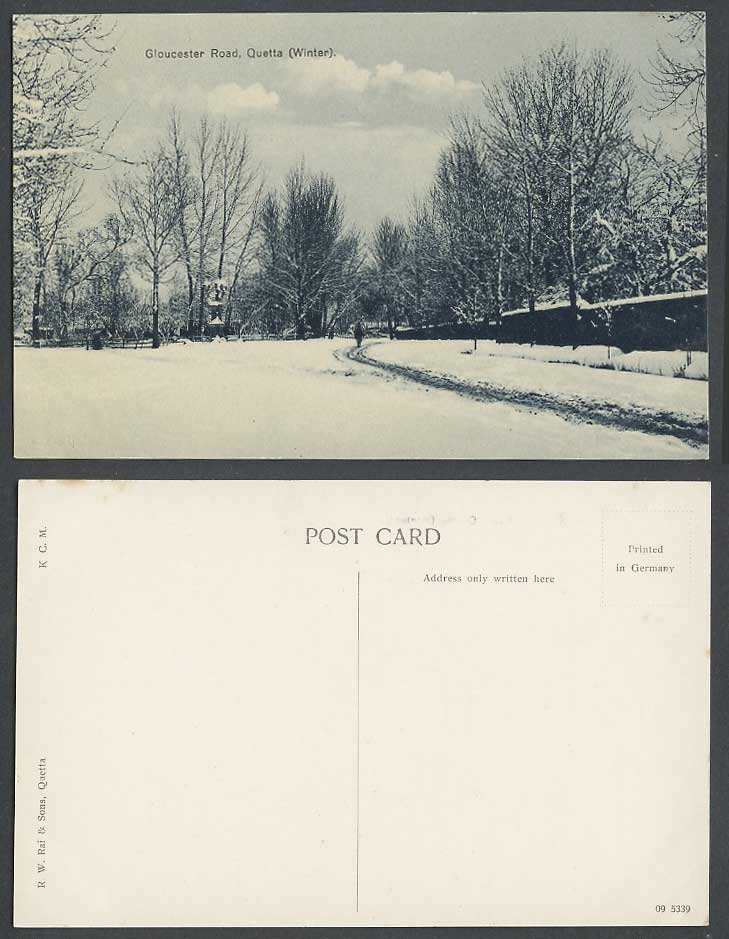 Pakistan Old Postcard Gloucester Road QUETTA in Winter, Snowy Street Scene, Snow