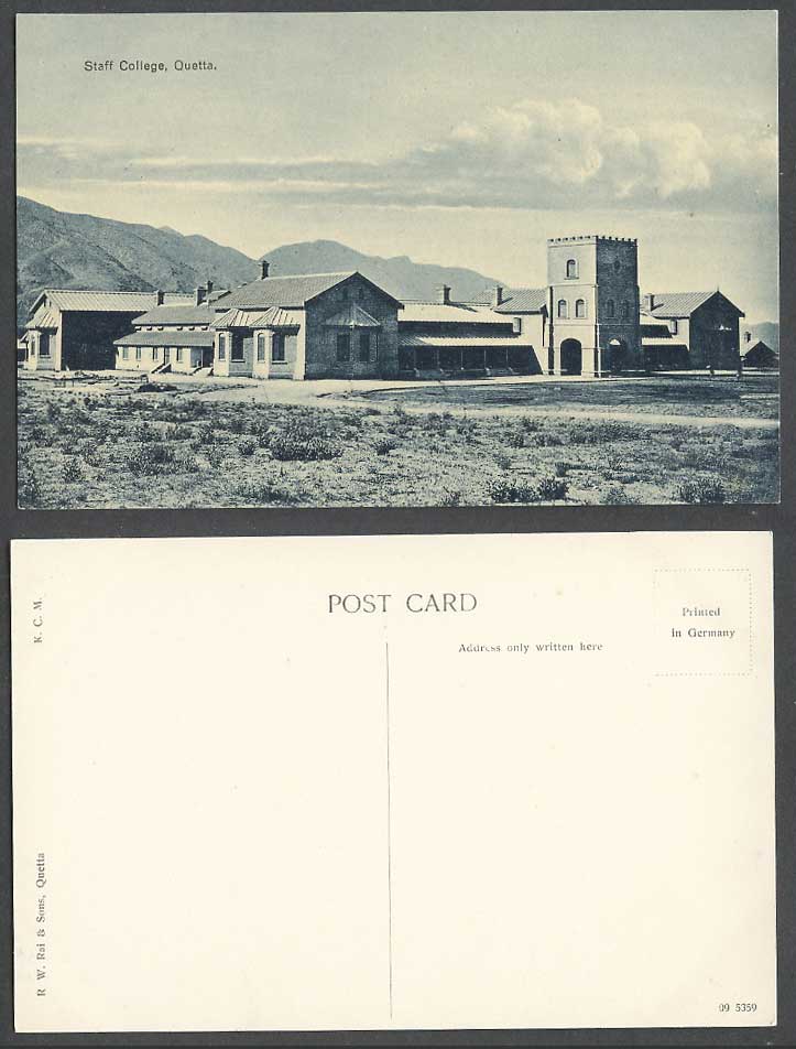 Pakistan Old Postcard STAFF COLLEGE QUETTA, School Mountains Hills British India