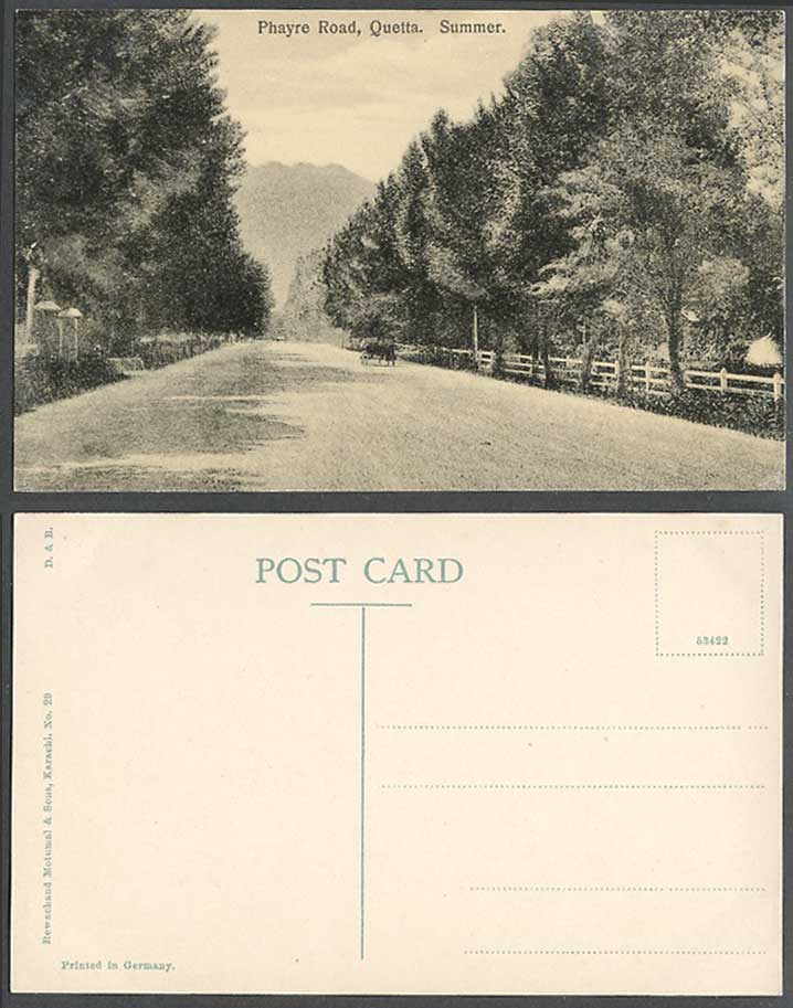Pakistan Old Postcard Phayre Road Quetta Street Scene in Summer British India 29