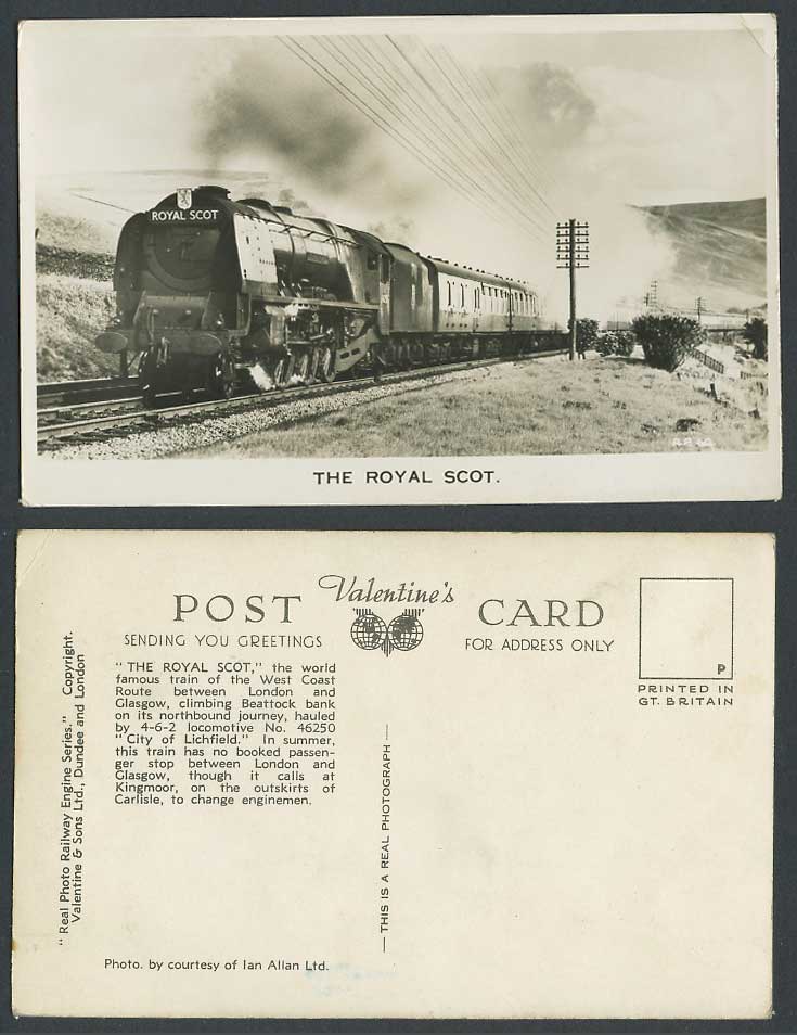 Royal Scot Train climbing Beattock bank, Locomotive Railway Engine Old Postcard