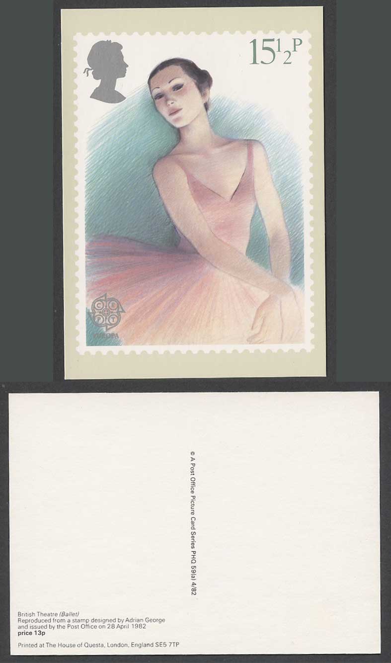 PHQ Card Postcard, British Theatre Ballet Dancer Ballerina, 15 1/2p CEPT Europa