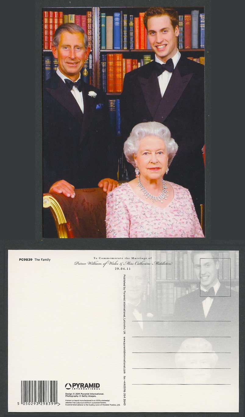The Family, Queen & Charles Marriage Prince William Catherine Middleton Postcard