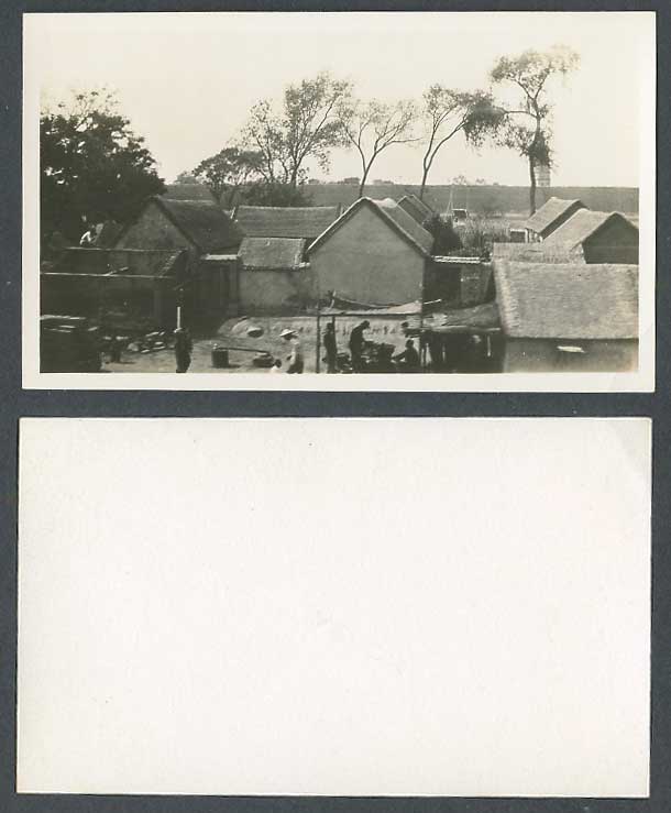 China c.1930 Old Real Photo Card Chinese Countryside Farm House Millstone Peking