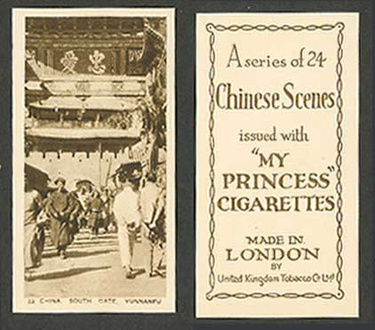 Chinese My Princess Cigarettes Old Card China South Gate Yunnanfu Street View 雲南