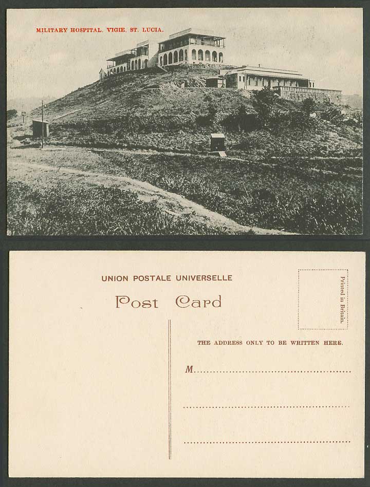 Saint St. Lucia Military Hospital Vigie, Castries Hill General View Old Postcard