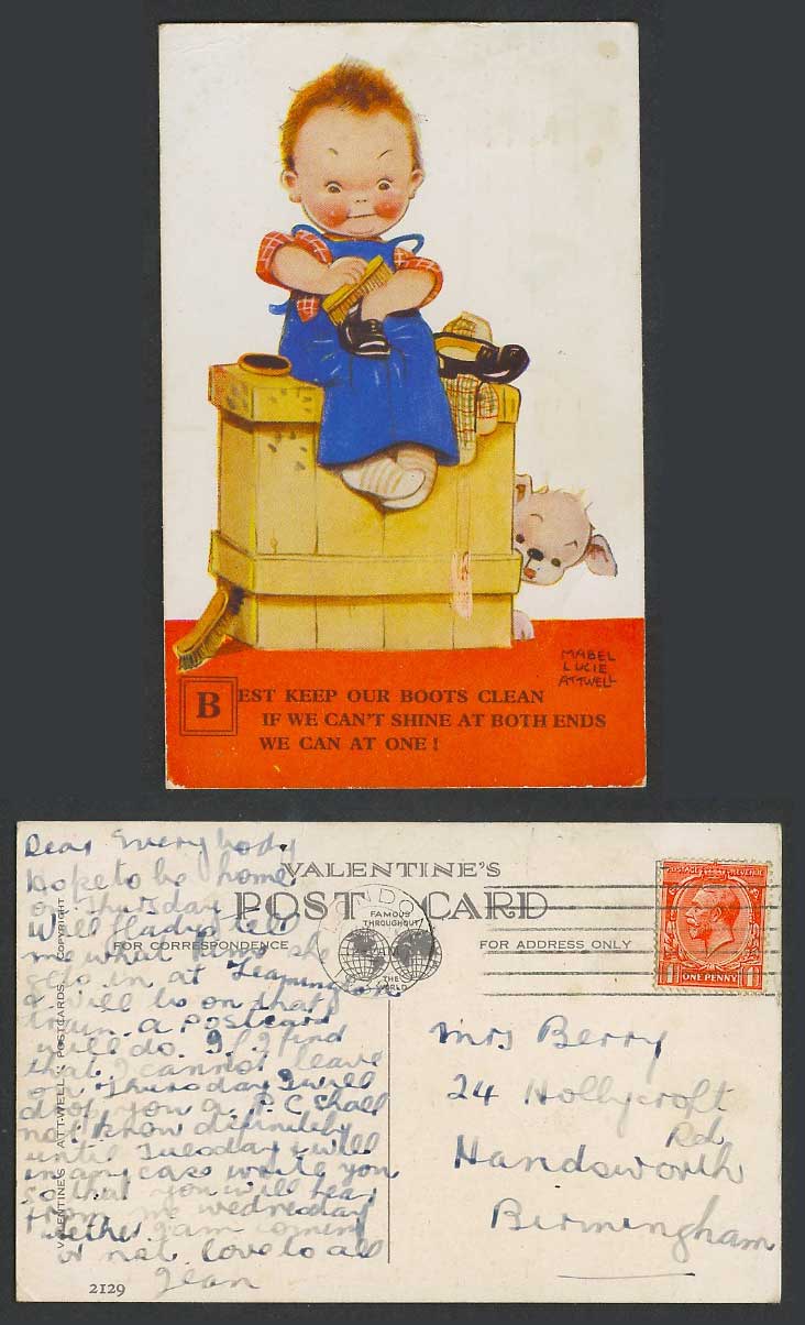 MABEL LUCIE ATTWELL 1932 Old Postcard Best Keep Our Boots Clean, Shoeshiner 2129