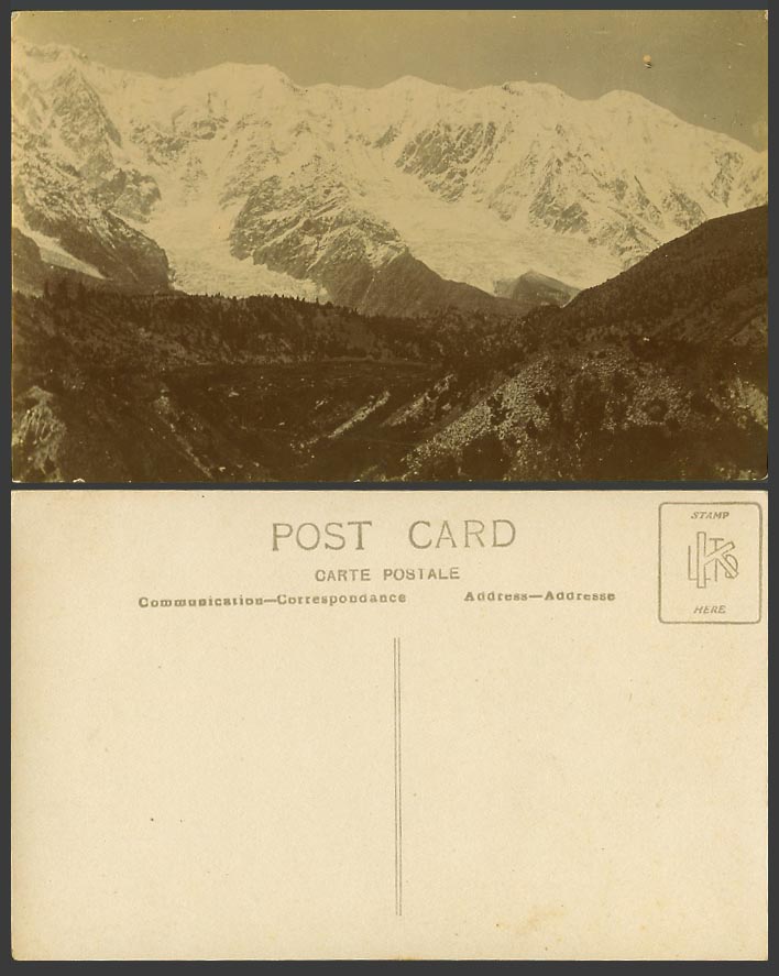 India China Nepal Old Real Photo Postcard Glacier Snowy Mountains Himalaya Hills