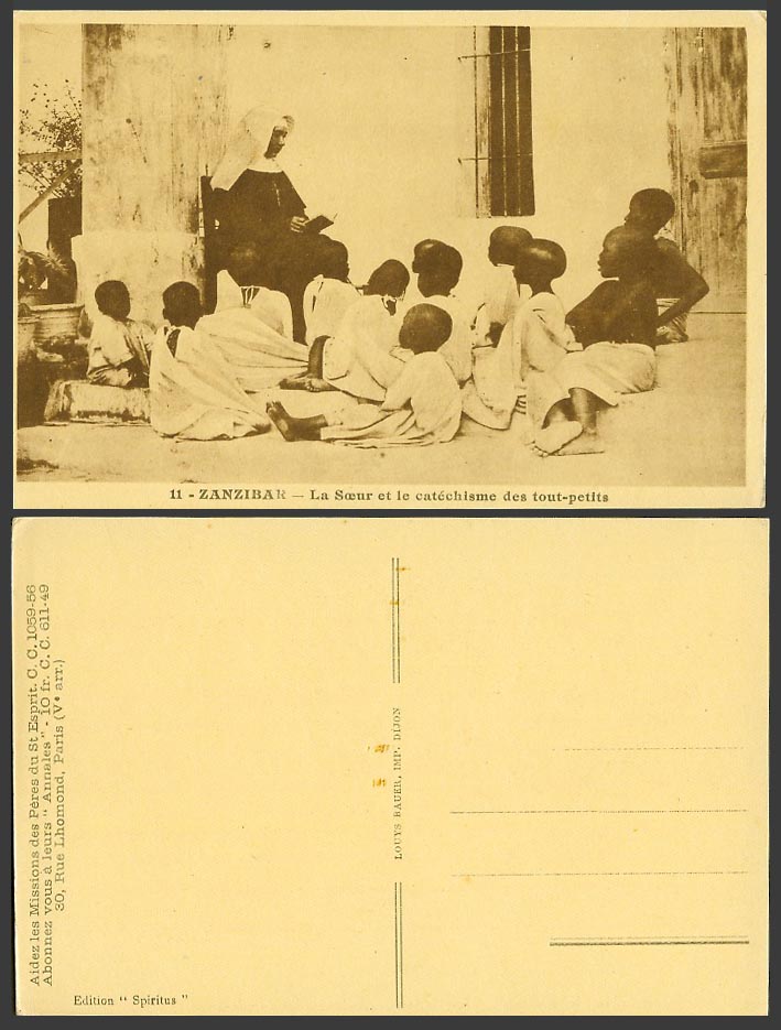 Zanzibar Old Postcard The Sister & Catechism for Toddlers, Native Black Children