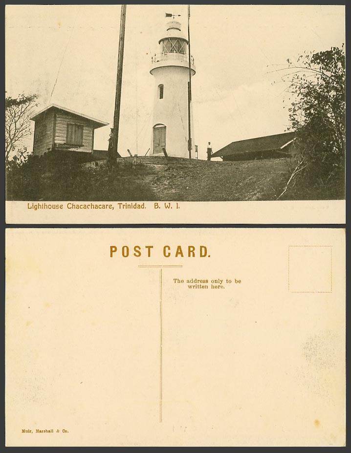 Trinidad B.W.I. Old Postcard Lighthouse Chacachacare on a Hill, built in 1897