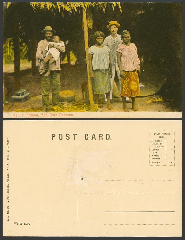 Panama Old Colour Postcard San Blas Islands Native Indians Indian Women Baby Men