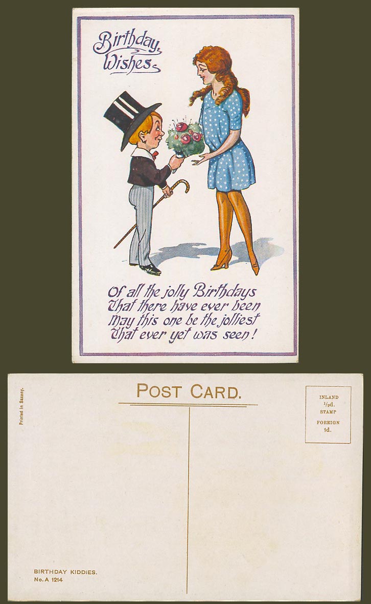 Birthday Kiddies Wishes May This be Jolliest that ever yet was seen Old Postcard