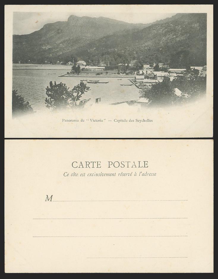 Seychelles Old UB Postcard Panorama de Victoria, Capital Capitale, Harbour Boats