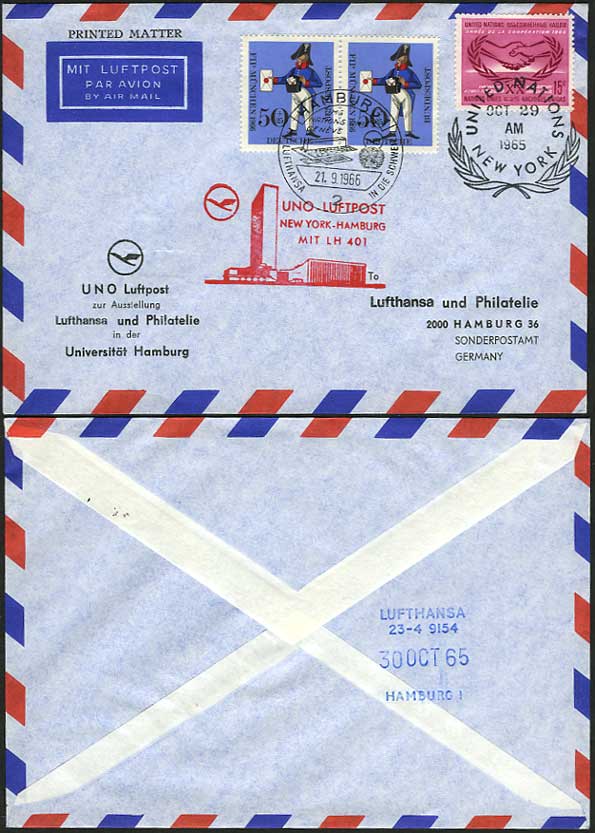 United Nations Germany UNO 1965 LUFTHANSA Flight Cover