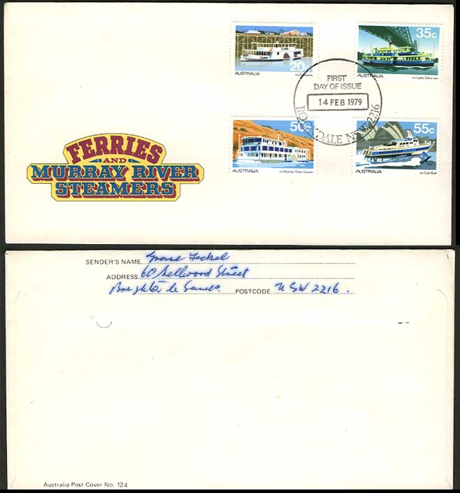 Australia First Day Cover 1979 Boat Ferries & Murray River Steamers F.D.C.