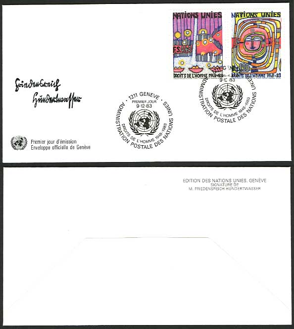 United Natioins 1983 Human Rights Set 2 First Day Cover
