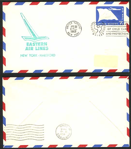 UN NY 1962 EASTERN AIR LINES Postal Stationery Cover 7c