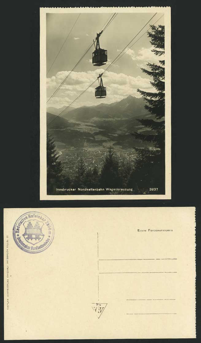 Innsbrucker Nordkettenbahn Wagenkreuzung Old Postcard