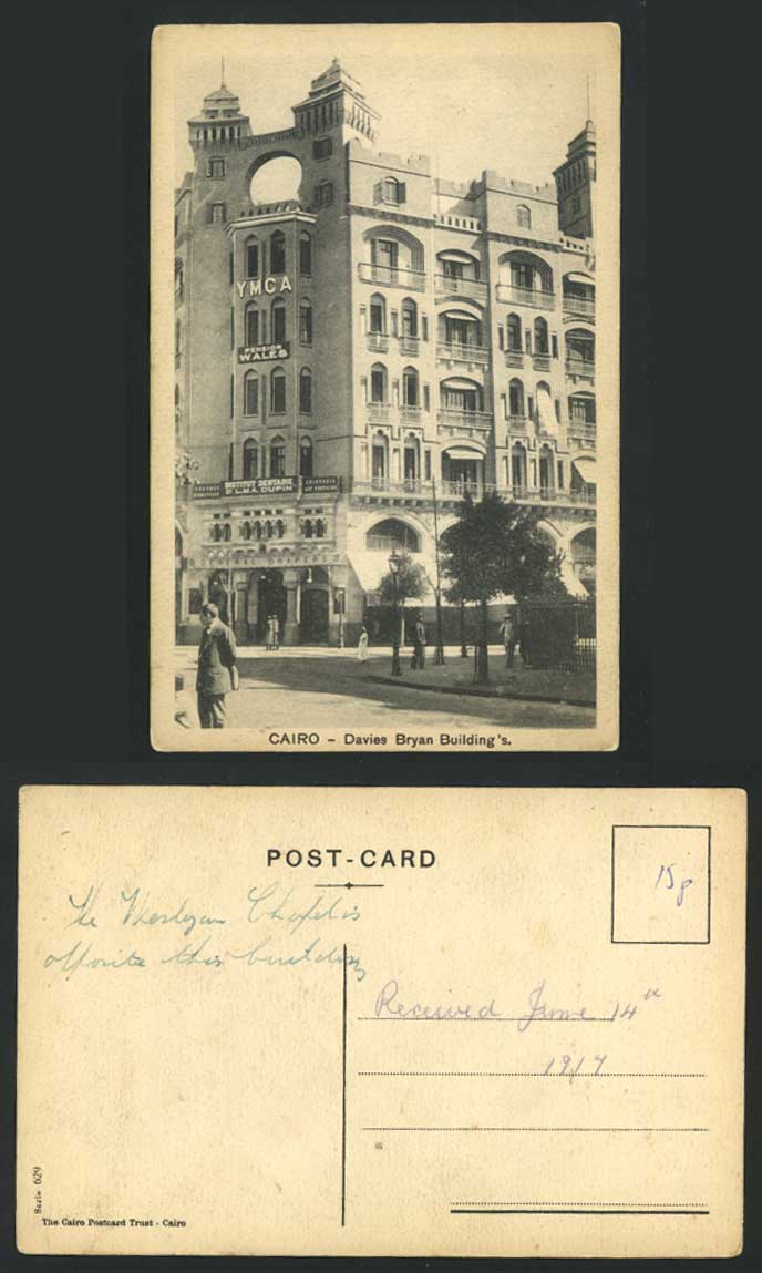 Egypt 1917 Old Postcard Cairo Davies Bryan Bldg Y.M.C.A
