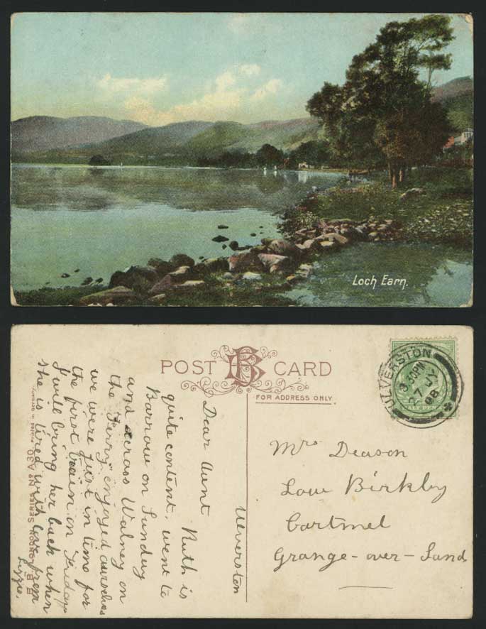 LOCH EARN - Lake - Scottish Highlands 1908 Old Postcard