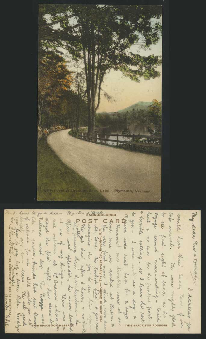 Plymouth VT Old Postcard Presidential Drive - Echo Lake