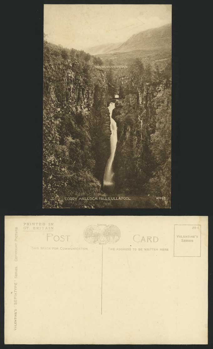 Ullapool Corry Halloch Falls & Bridge Old Postcard Ross