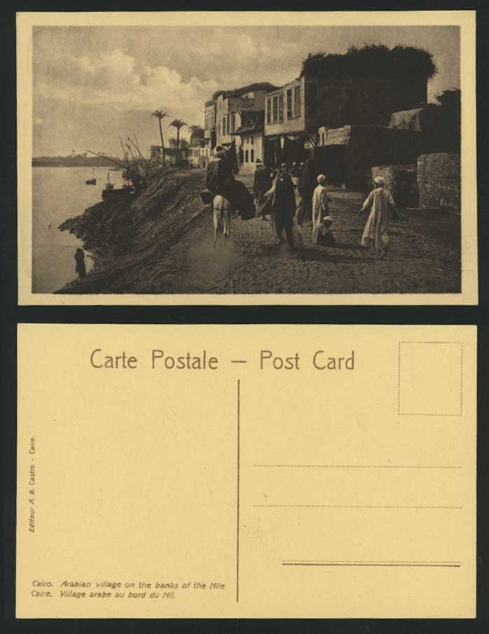 Egypt Old Postcard Cairo Arabian Village, Banks of Nile