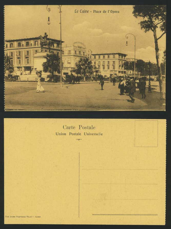 Egypt Old Postcard Cairo Place de l' Opera Street Scene