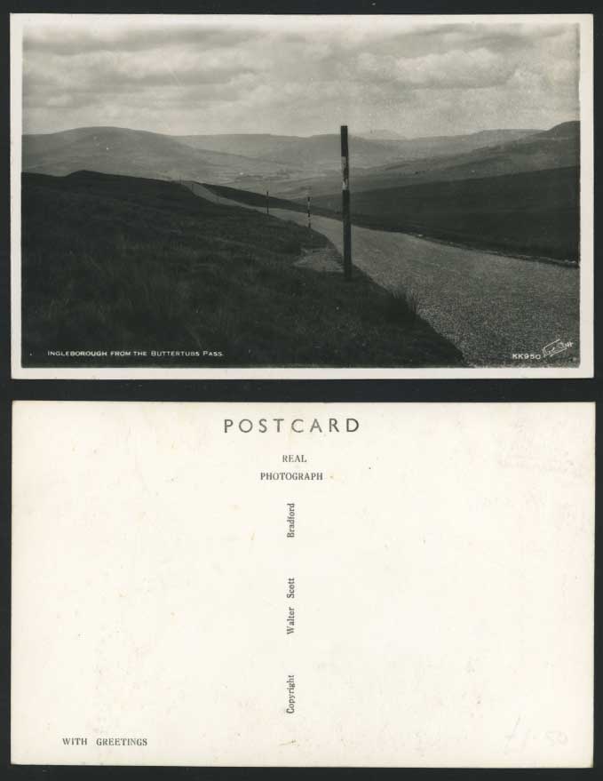 Ingleborough from Buttertubs Pass Yorks Old RP Postcard