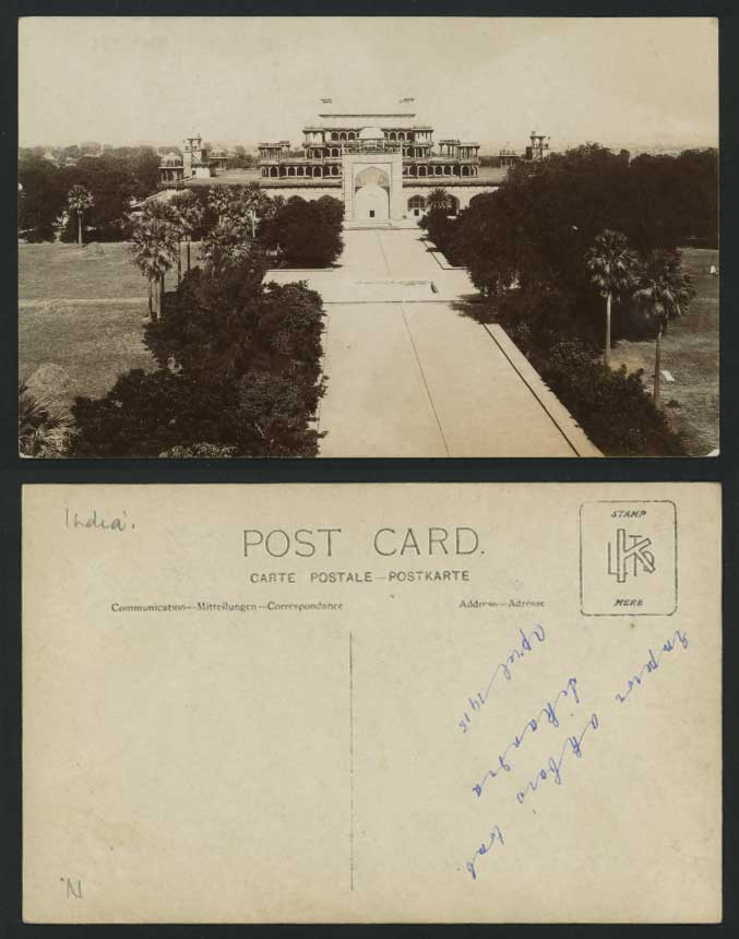 India 1915 Old RP Postcard Emperor Akbar Tomb, SIKANDRA