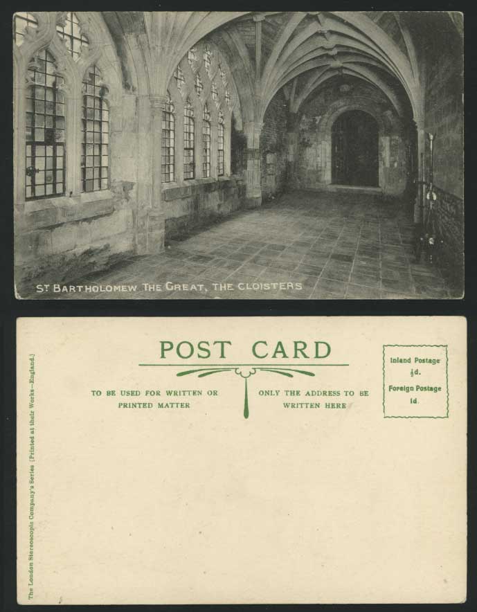 St. Bartholomew The Great Cloisters Old Postcard London