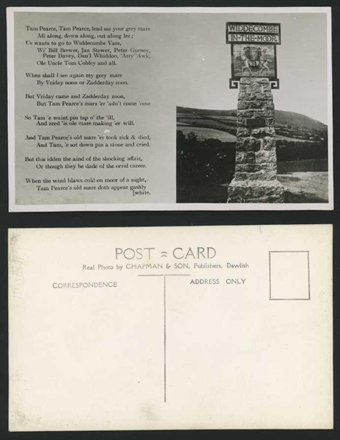 Widdecombe-in-the Moor Signpost Men, Horse Old Postcard