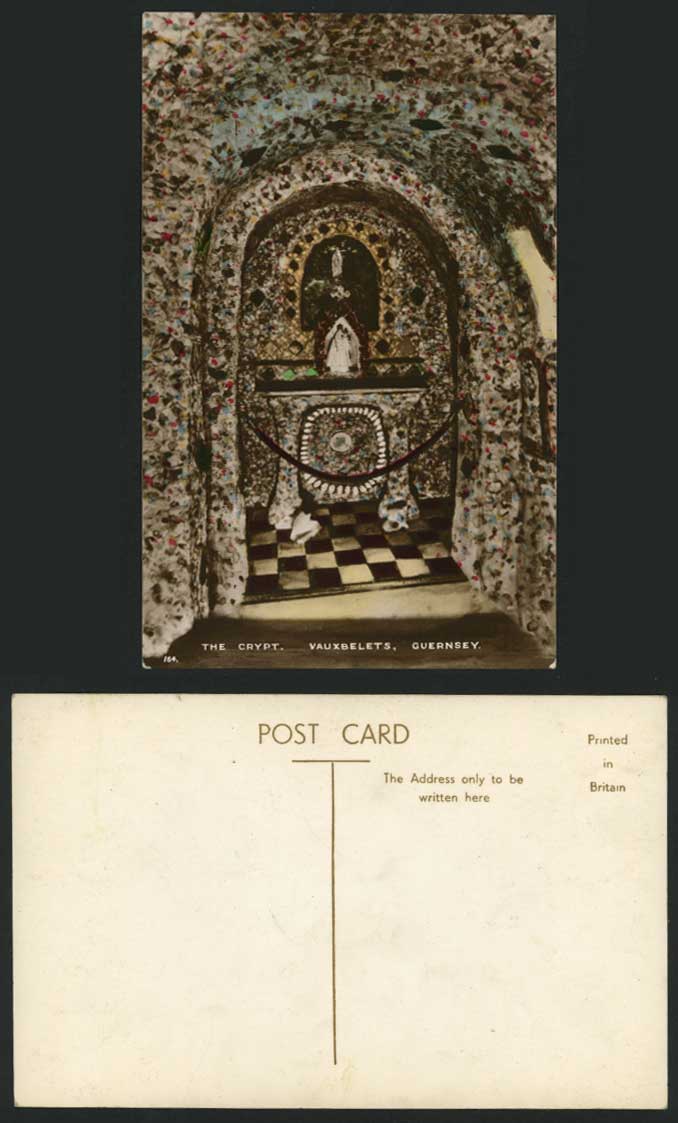Guernsey, Vauxbelets THE CRYPT Old Colour R.P. Postcard