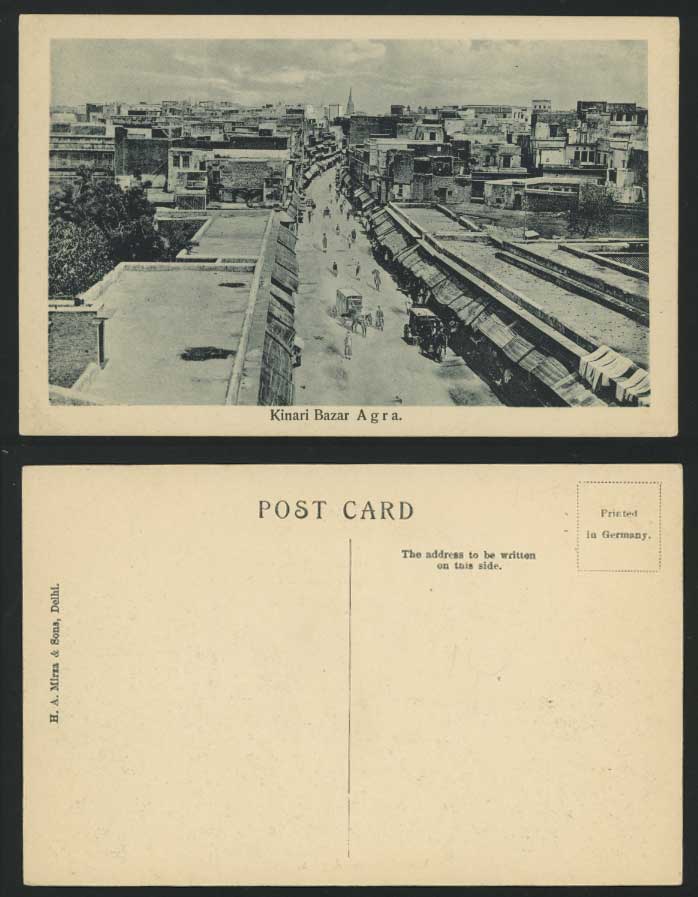 India Old Postcard Kinari Bazar & Street Scene at Agra