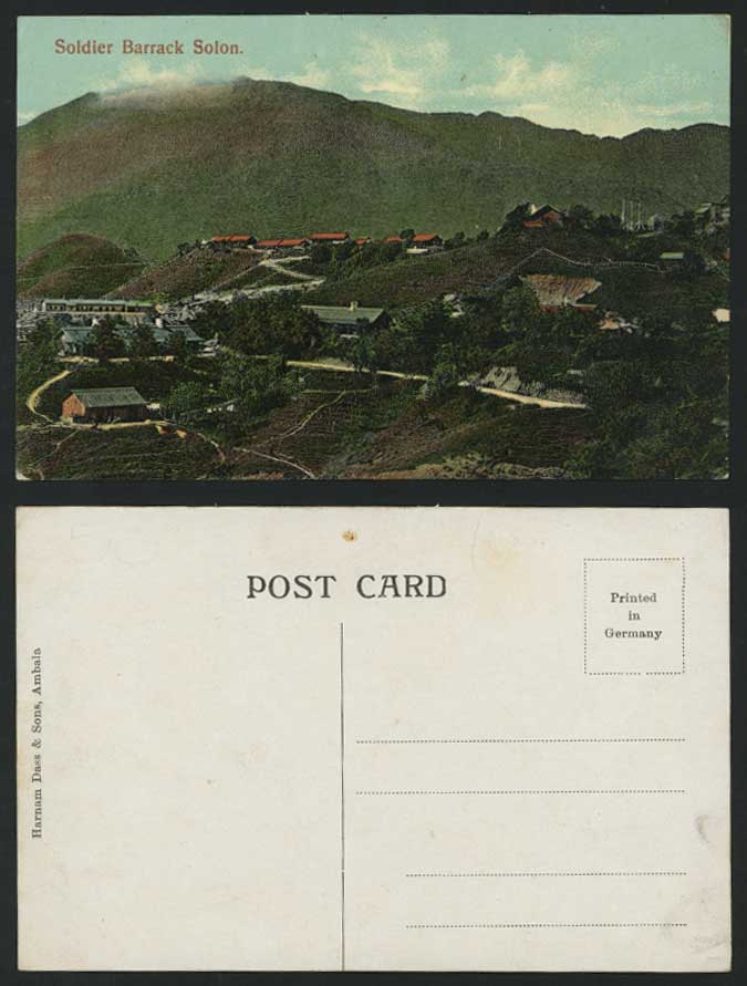 India Old Colour Postcard Soldier Barrack Barracks View SOLON. Panorama