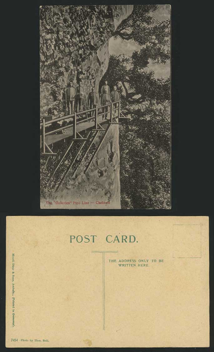India Old Postcard Galleries Pipe Line Chakrata Men With Walking Sticks Mountain