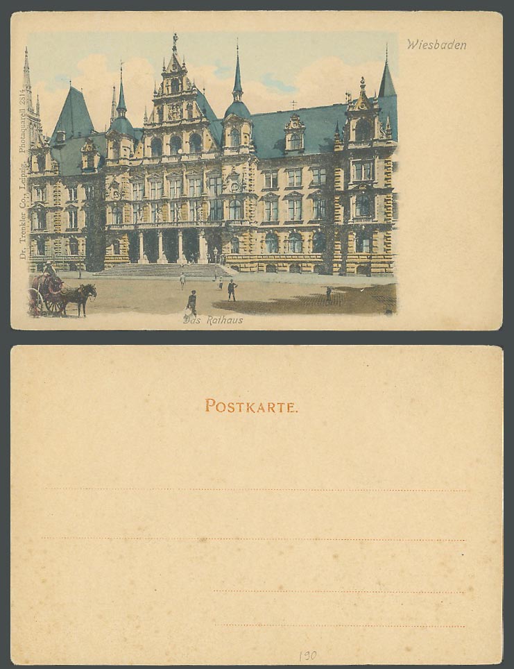 Germany Undivided Back Postcard WIESBADEN Town Hall