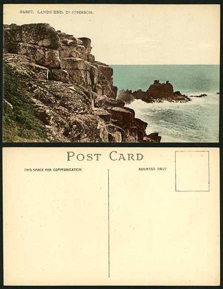 Lands End Cornwall D' Johnson Cliffs c1900 Old Postcard