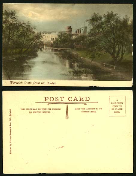 Old Postcard River Trees WARWICK CASTLE from the BRIDGE