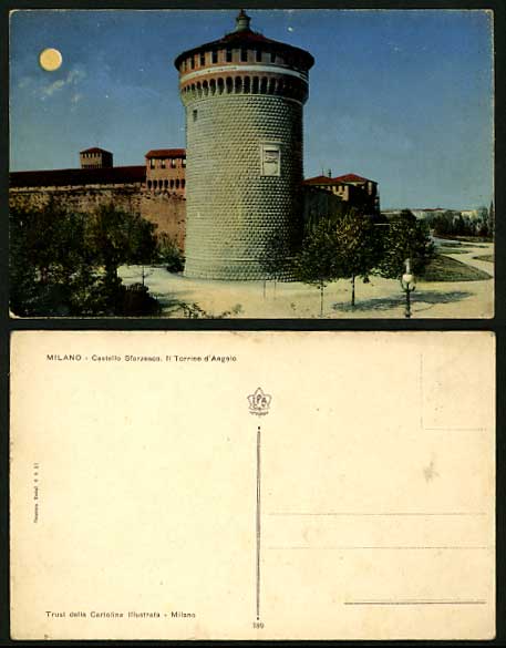 MILAN Old Postcard Castello Sforzesco Torrino d'Angelo